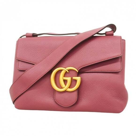 Gucci Handbags - GUCCI Pink Leather GG Marmont Shoulder Bag